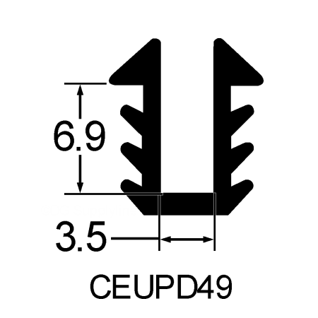 U Channel Gasket 3.5 6.9